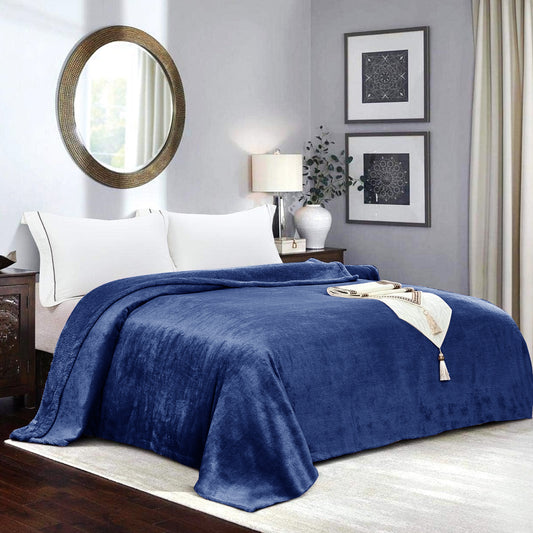Large Blanket Fleece Throw Sofa Bed Soft Warm Faux Fur Mink Single Double King